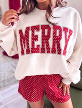 Load image into Gallery viewer, Pre-Order Red Polka Dot MERRY Holiday Long Sleeve Top and Shorts Set