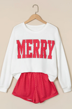 Load image into Gallery viewer, Pre-Order Red Polka Dot MERRY Holiday Long Sleeve Top and Shorts Set
