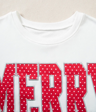 Load image into Gallery viewer, Pre-Order Red Polka Dot MERRY Holiday Long Sleeve Top and Shorts Set