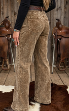 Load image into Gallery viewer, Pre-Order Camel Straight Leg Corduroy Metal Button Zip-up Pants