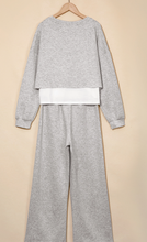 Load image into Gallery viewer, Pre-Order Color Contrast Overlay Long Sleeve Top Drawstring Loose Pant Sets