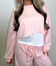 Load image into Gallery viewer, Pre-Order Color Contrast Overlay Long Sleeve Top Drawstring Loose Pant Sets