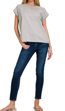 Load image into Gallery viewer, Light Gray Rolled Sleeve T-Shirt