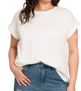 Cotton Folded Sleeve T-Shirts