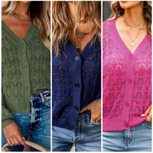 Load image into Gallery viewer, Pre-Order Lightweight Buttoned Front Crochet Cardigan