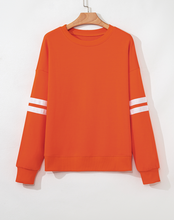 Load image into Gallery viewer, Pre-Order Orange Varsity Striped Detail Drop Shoulder Oversized Sweatshirt