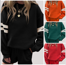 Load image into Gallery viewer, Pre-Order Varsity Striped Sleeve Drop Shoulder Sweatshirt and Short Sets