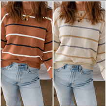 Load image into Gallery viewer, Pre-Order Multicolour Striped Ribbed Edge Drop Shoulder Sweaters