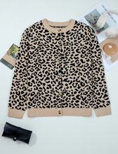 Load image into Gallery viewer, Pre-Order Leopard Drop Shoulder Chunky Knitted Cardigan Sweaters