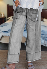 Load image into Gallery viewer, Pre-Order Beau Blue Drawstring Seam Detail Raw Hem Wide Leg Denim Pants