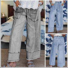 Load image into Gallery viewer, Pre-Order Beau Blue Drawstring Seam Detail Raw Hem Wide Leg Denim Pants