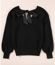 Load image into Gallery viewer, Pre-Order Lantern Sleeve V Neck Knot Back Sweater