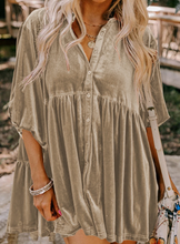 Load image into Gallery viewer, Pre-Order 3/4 Sleeve Tunic Babydoll Velvet Shirts