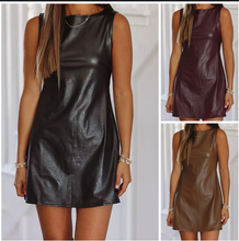 Load image into Gallery viewer, Pre-Order Vegan Leather Sleeveless Mini Dresses