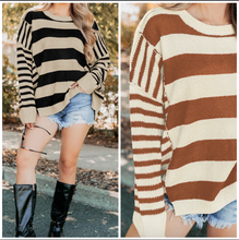 Load image into Gallery viewer, Pre-Order Stripe Drop Shoulder Sleeve Patchwork Baggy Sweaters