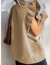 Load image into Gallery viewer, Pre-Order Bay Ruffled Patchwork Denim Jacket Vests
