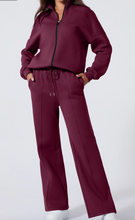 Load image into Gallery viewer, Pre-Order Drop Shoulder Zip Up Jacket Drawstring Pants Active 2pcs Sets