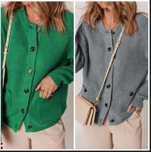 Load image into Gallery viewer, Pre-Order Chunky Buttoned Front Round Neck Cardigan