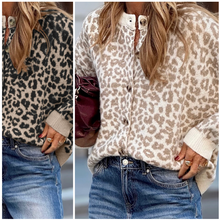 Load image into Gallery viewer, Pre-Order Leopard Drop Shoulder Chunky Knitted Cardigan Sweaters