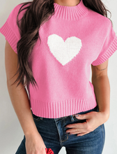 Load image into Gallery viewer, Pre-Order Valentine Heart Graphic Cropped Short Sleeve Sweaters