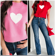 Load image into Gallery viewer, Pre-Order Valentine Heart Graphic Cropped Short Sleeve Sweaters
