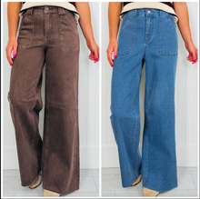 Load image into Gallery viewer, Pre-Order Retro Washed Patch Pocket Loose Jeans