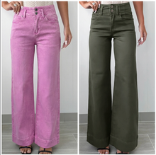 Load image into Gallery viewer, Pre-Order Pink 2-Button High Waist Flared Bottom Jeans