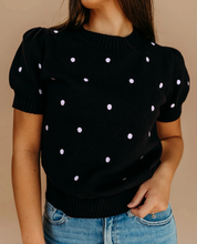 Load image into Gallery viewer, Pre-Order Chestnut Elegant Polka Dot Bubble Short Sleeve Sweater
