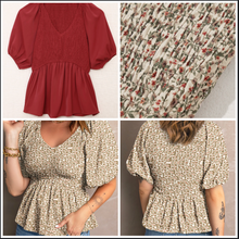 Load image into Gallery viewer, Pre-Order Puff Sleeve Smocked Top