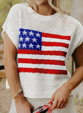 Load image into Gallery viewer, Pre-Order Flag Graphic Short Sleeve Sweater Top