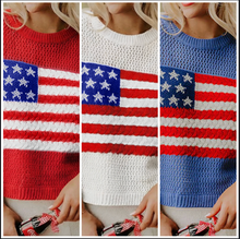 Load image into Gallery viewer, Pre-Order Flag Graphic Short Sleeve Sweater Top
