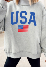 Load image into Gallery viewer, Pre-Order Light Grey Mock Neck Reversible USA/America Graphic Sweatshirt