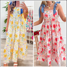 Load image into Gallery viewer, Pre-Order Black Floral Print V Neck Pleated Tiered Maxi Dress (Copy)
