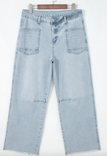 Load image into Gallery viewer, Pre-Order Blue Frayed Cropped Straight Jeans