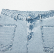 Load image into Gallery viewer, Pre-Order Blue Frayed Cropped Straight Jeans