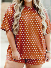 Load image into Gallery viewer, Pre-Order Brown Polka Dot Print Short Set
