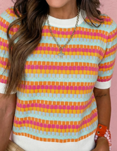 Load image into Gallery viewer, Pre-Order Abstract Striped Knit Short Sleeve Sweaters