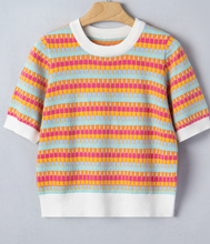 Load image into Gallery viewer, Pre-Order Abstract Striped Knit Short Sleeve Sweaters