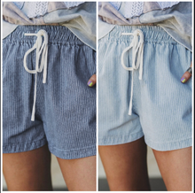 Load image into Gallery viewer, Pre-Order Stripe Drawstring Elastic Waist Casual Denim Shorts