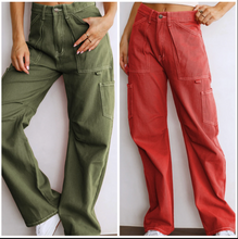 Load image into Gallery viewer, Pre-Order High Waist Straight Leg Cargo Pants with Pockets