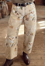 Load image into Gallery viewer, Pre-OrderKhaki Retro Floral Print Relaxed Barrel Jeans