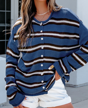 Load image into Gallery viewer, Pre-Order Stripe Striped Drop Shoulder Button Cardigans
