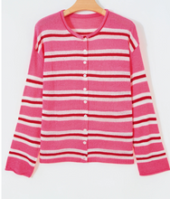 Load image into Gallery viewer, Pre-Order Stripe Striped Drop Shoulder Button Cardigans