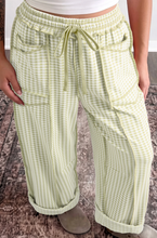 Load image into Gallery viewer, Pre-Order Green Plaid Contrast Trim Drawstring Elastic Waist Shift Pants