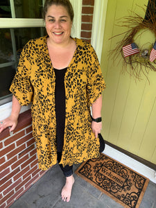 Yellow & Black Leopard Kimono