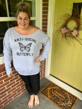 Load image into Gallery viewer, Heather Grey Anti Social Butterfly Sweatshirt