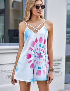 Criss Cross Tie Dye Tank Tunic