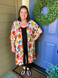 White Floral Kimono