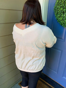 Beige Double V Thermal Top