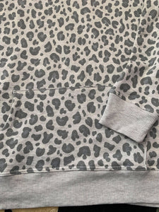 Plus Size Grey Leopard Hoodie